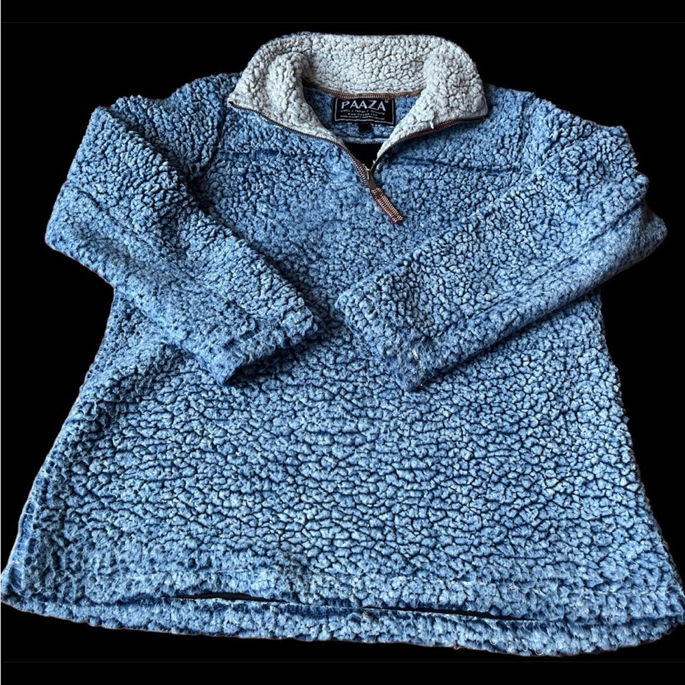 Pazza medium 1/4 zip blue Sherpa sweater